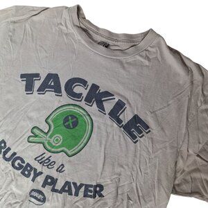 Tackle Like a Rugby Player Mens Graphic Tee Gray Medium
